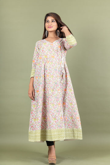 Aanetos Hand Block Print Kurta Aangrakha Style