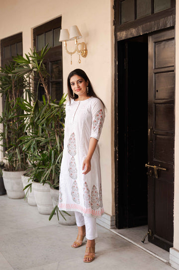 Hand Block Printed Kurta with dupatta