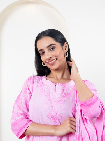 Hand Chikankari Pant Set with Dupatta