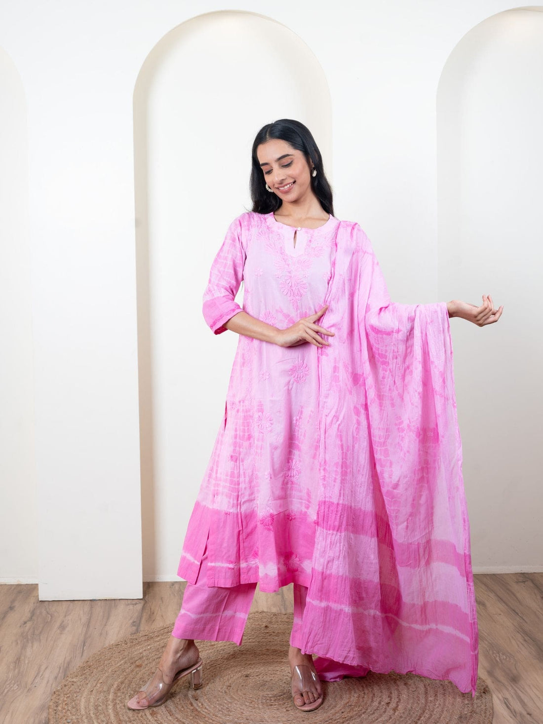 Hand Chikankari Pant Set with Dupatta